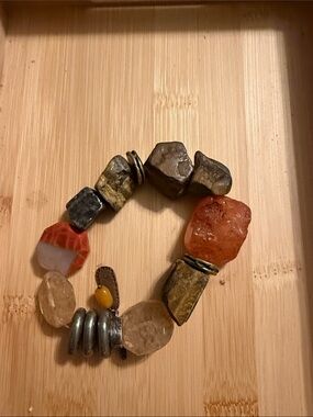 Silpada Orange and Brown Mixed Stone Stretch Bracelet